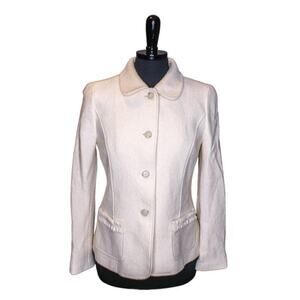 Talbots Wool Blend Jacket Blazer Cream White Size 4